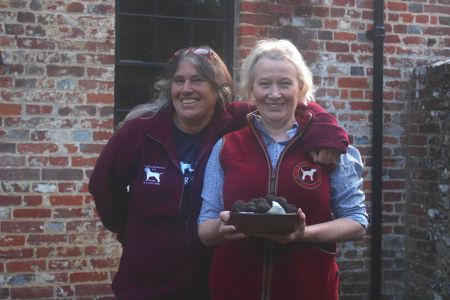 Denise and Louise at the start of Day 1 with the truffles brought by Denise for the weekend's training Truffling Experience