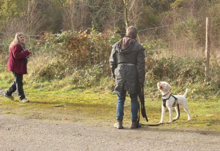 Our trainer, Denis Stalder, demonstrating the introduction of truffle scent Truffle Course November 2021